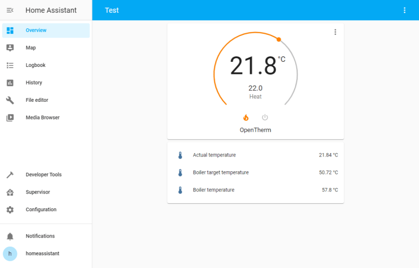 Home Assistant OpenTherm Thermostat Card